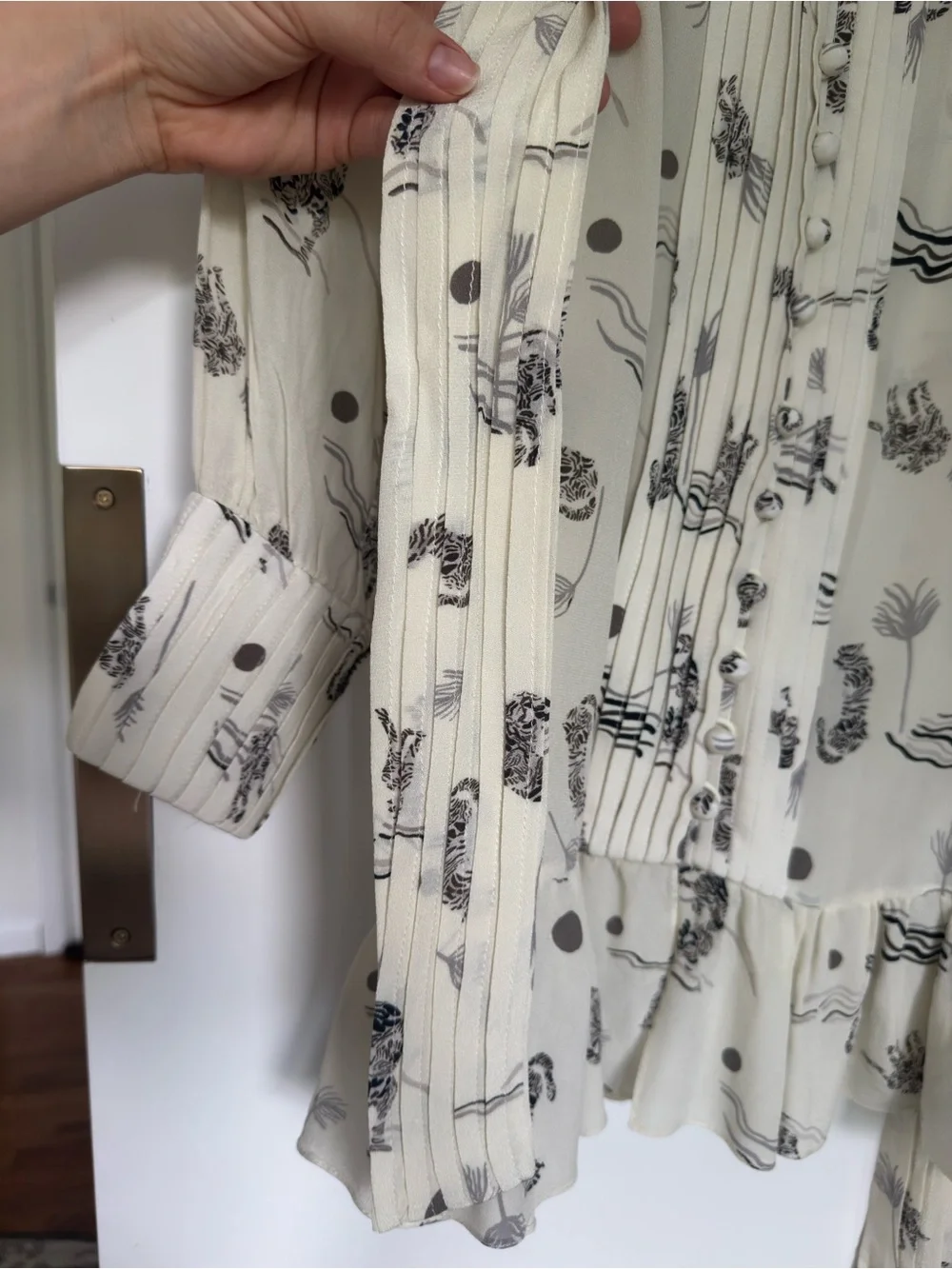 Off-White Silk Dress Printed Luxury Swim Coverup